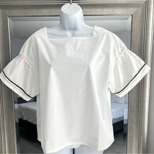 AZAI Elegant Classic White Puff Sleeve Blouse Size M.